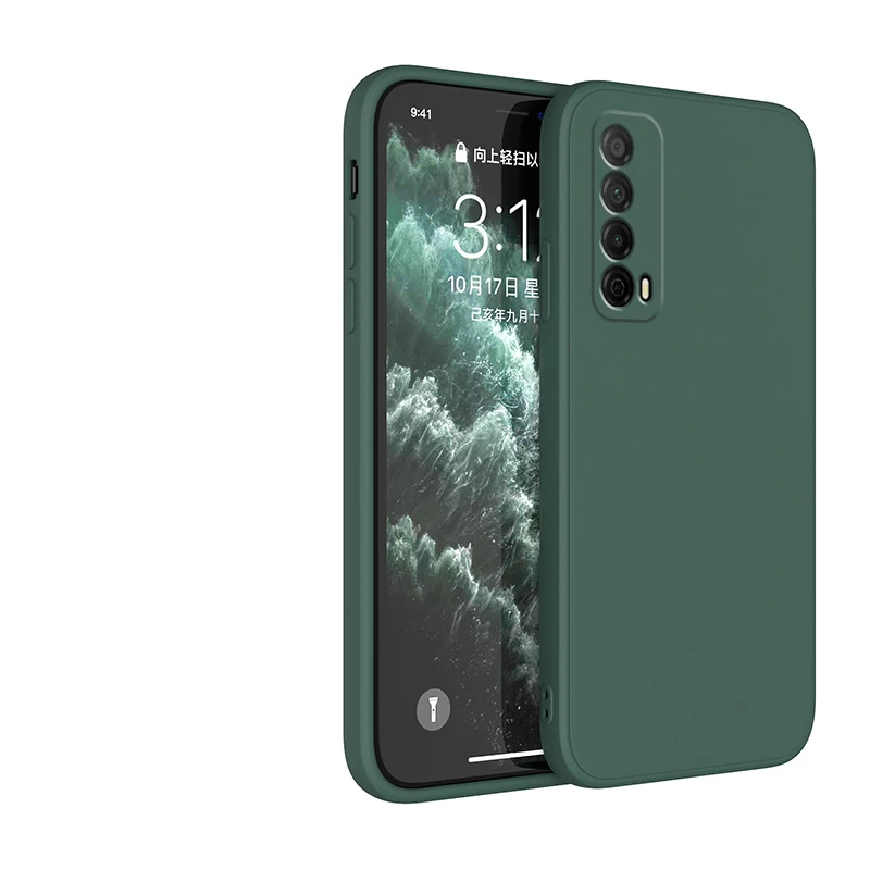 Premium Square Liquid Silicone Shockproof Phone Case - Soft Back Cover
