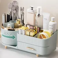 Makeup Organizer Countertop with Drawers 360 Rotating Makeup Brush Holder Large Capacity Skincare Organizer for Vanity Desk 1