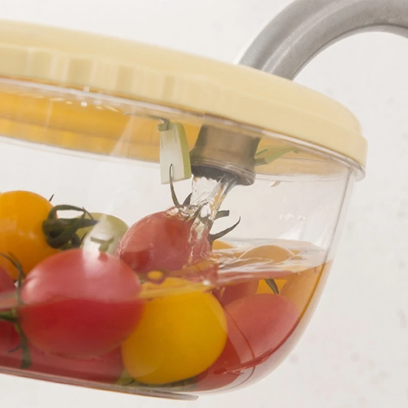 Durable and Multifunctional Fruit Washing Bowl with Fine Drain Holes Drainage Basket for Convenient 1 Hand Operation D2RD