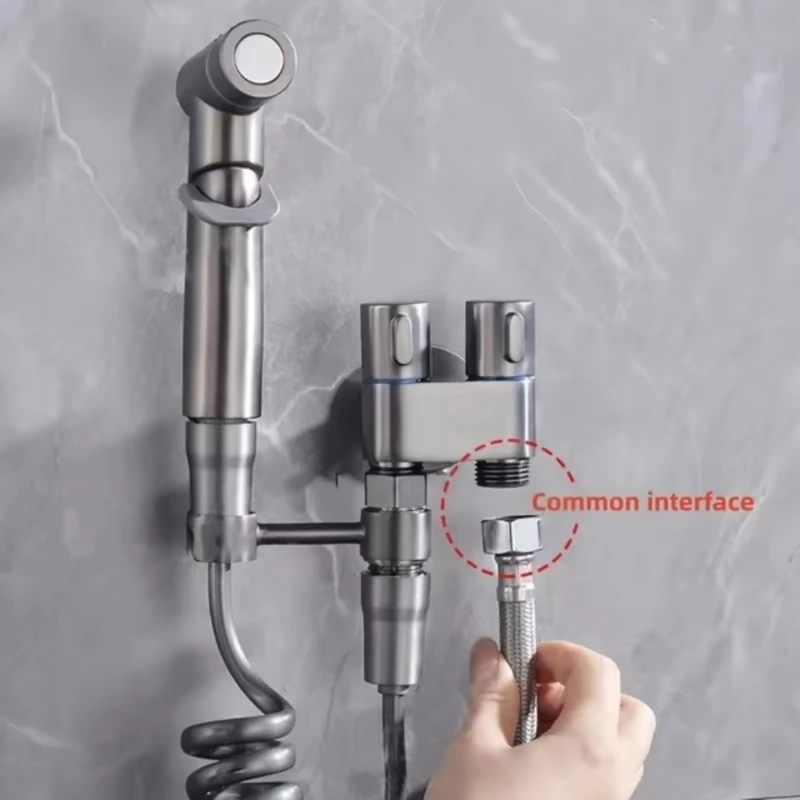 Bidet Toilet Sprayer Set Spray Water Bathroom Handheld Bidet Sprayer Toilet Shower Double Outlet Angle Valve Toilet Accessories 2