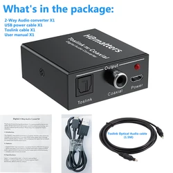 Bi - Directional Digital Audio Converter & Repeater: Coaxial to Optical Toslink - Check note (With 1 toslink cable)