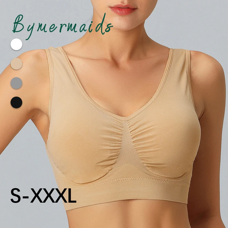 

Bymermaids️ женский спортивный бюстгальтер большого размера, бесшовный бюстгальтер пуш-ап, Бралетт без стальных колец, нижнее белье, дышащий бюстгальтер для бега и йоги