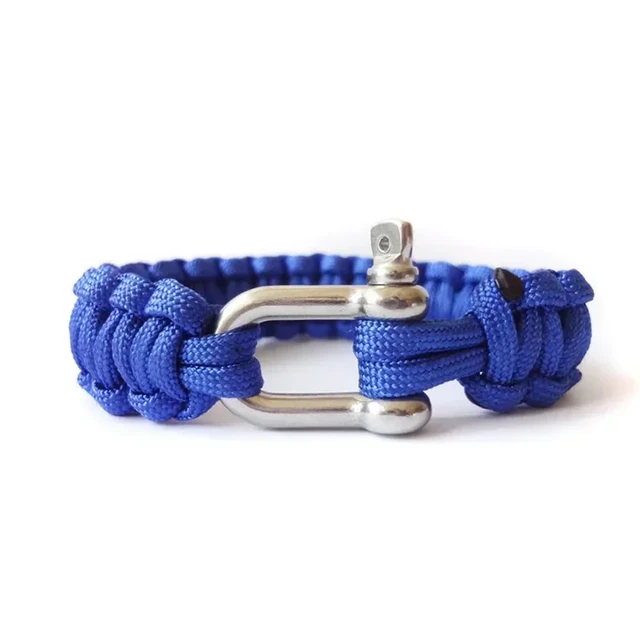 Bracelet de survie en corde tressée avec manille en forme de U