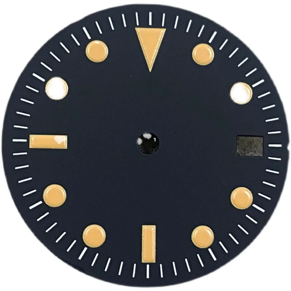 Single Calendar Dial Green Luminous Modification Watch Accessories Black-Orange Font Watch Faces for 8215/2813 Movement 28.5MM