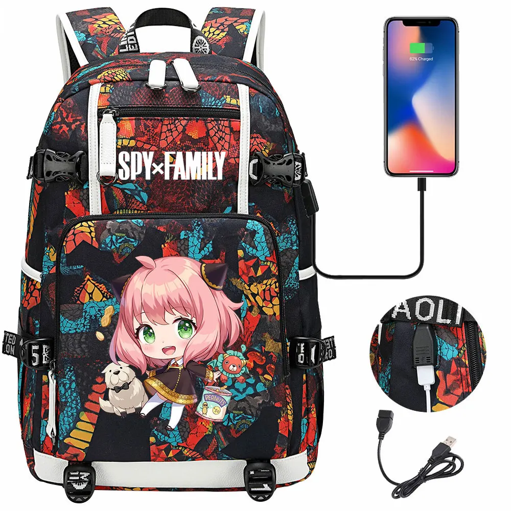 

SPY x Family Anya Forger USB Large Capacity Teenagers Schoolbag Women Men Laptop Travel Backpack Girl Boys Kids School Book Bags
