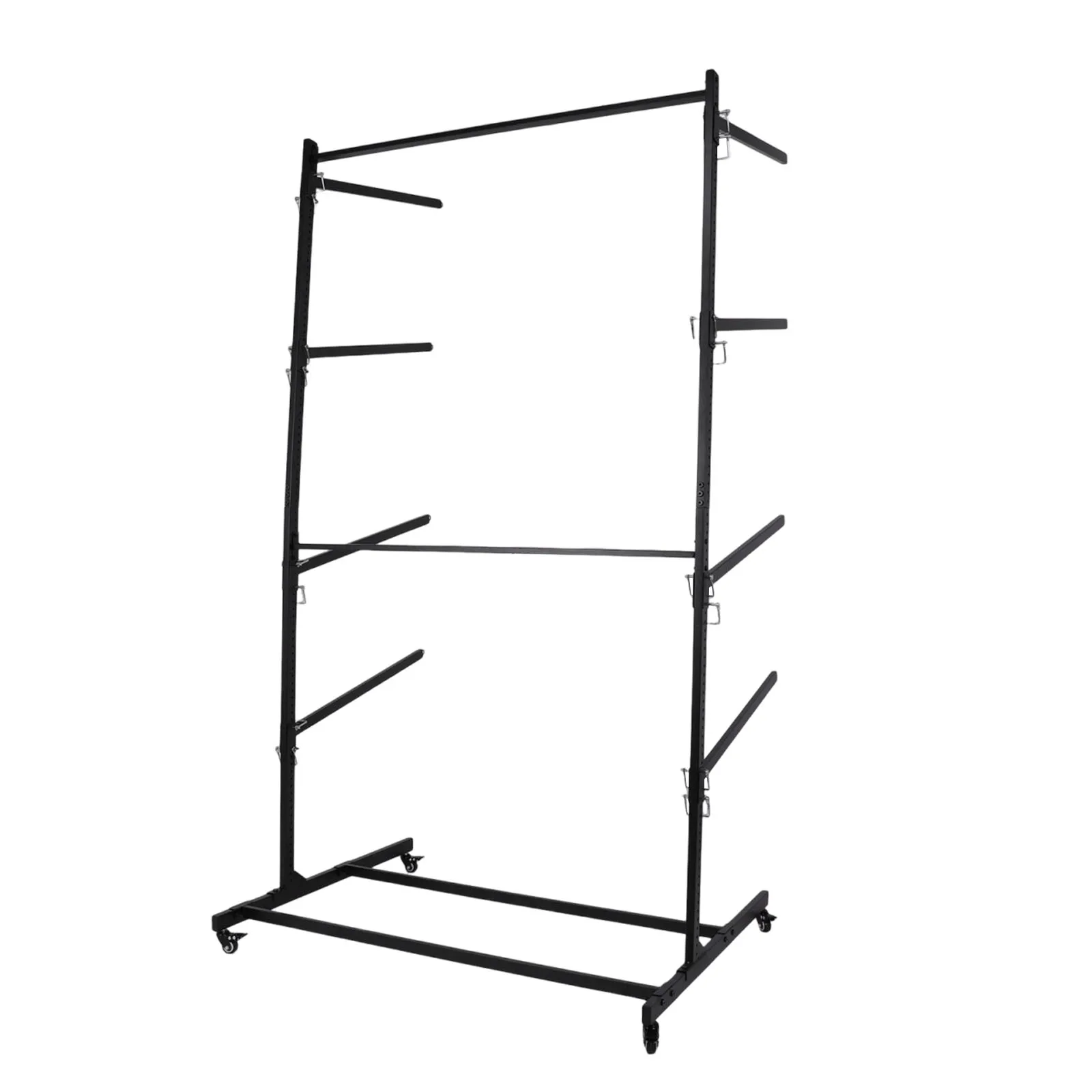 4-Tier Kayaks Storage Rack Rust-Proof Steel Frame Surfboard Storage Rack W/Swappable Wheels & Feet for Garage Dock Seaside Use