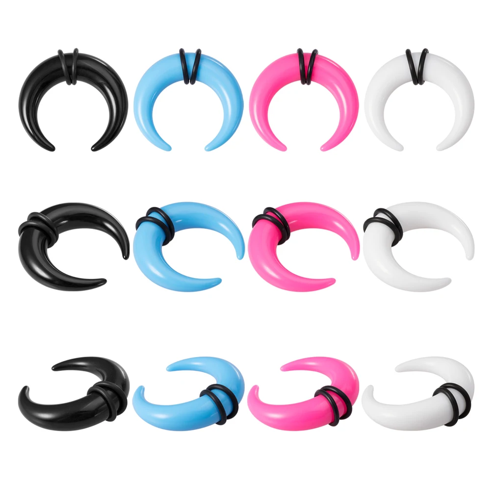 2pcs Big Size Buffalo Horn Nose Piercing Acrylic Septum Ring Ear Taper Gauge Stretcher Expander Tunnel Punk Body Jewelry 14G-00G