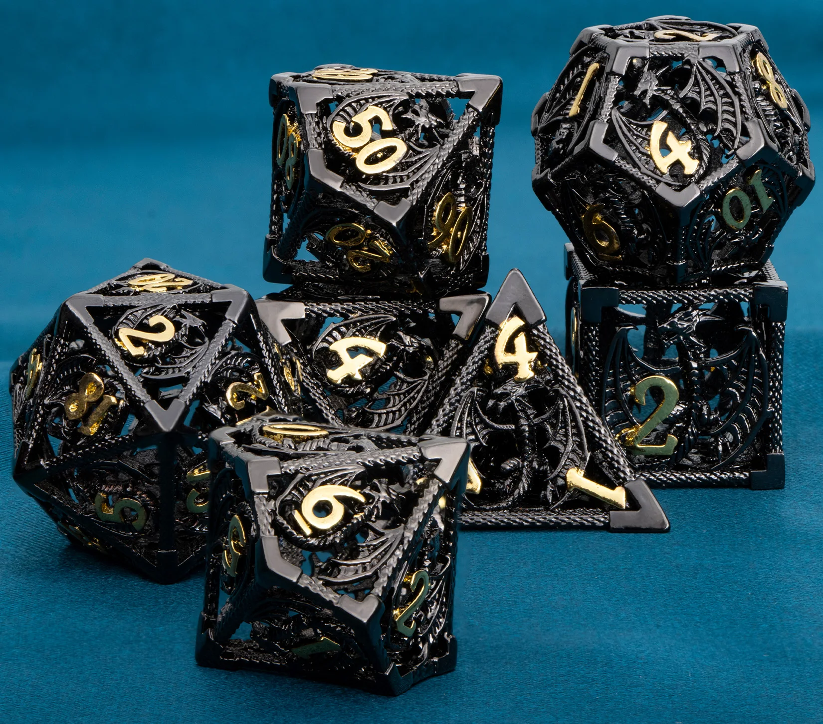DND Metal Dice Set Dungeon and Dragon Gifts Hollow D&D Dice Set RPG Large Polyhedral Role Playing D20 D12 D8 D6 game dice,dice set