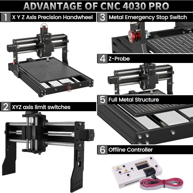 MYSWEETY CNC Router Machine, 4030 PRO Wood Router 500W Spindle for Metal Carving Acrylic PVC PCB Plastic Wood, GRBL Control