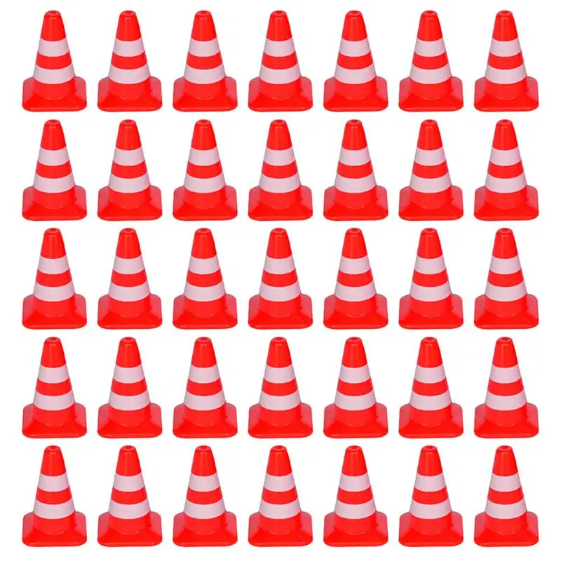 Plastic Construction Toys Kids Construction Toys Kids Pretend Play Set 35Pcs Mini Traffic Road Cones Plastic Simulation Roadblock Signs Micro Road Parking Signs Toy for Kids Rc Car Model Parts