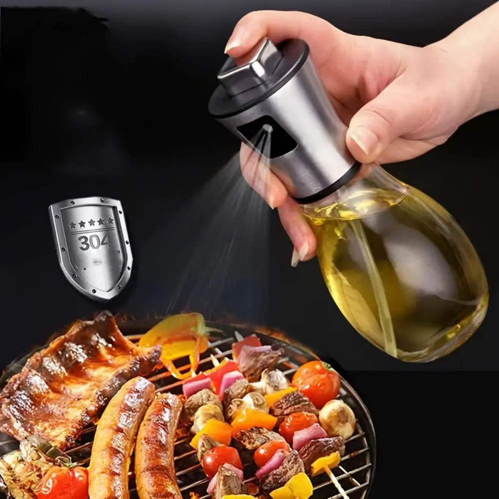 Oil Spray Bottle 200ML Stainless Steel Oil Spray Bottle Perfect for Kitchen Cooking & Air Fryer Bottle Glass Stainless Steel Oil Sprayer
