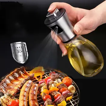 Flacone spray per olio in acciaio inossidabile da 200 ml, perfetto per la cucina e la friggitrice ad aria, spruzzatore di olio in vetro in acciaio inossidabile 1