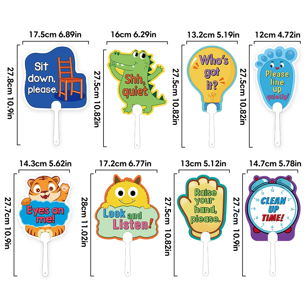 8Pcs Classroom Management Signs Handheld Teacher Paddles 2