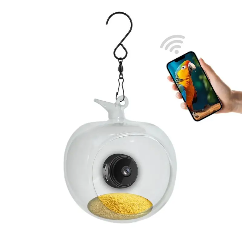 

Smart Bird Feeder With Camera Shape Of Apple Bird Camera Auto Capture Birds And Notify Feeder WiFi Live Streaming Instant