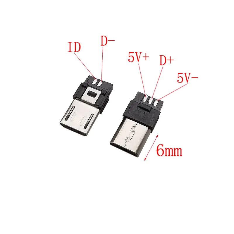 WMYCONGCONG 2 Unids Micro USB Tornillo Bloque De Terminales Conector Micro USB 2.0 Macho A 5 Pin Hembra Tornillo Terminales De Tornillo Tipo Enchufable Adaptador Cable Conector 11.8 In