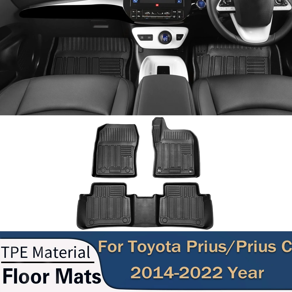

Автомобильные коврики для Toyota PRIUS C PRIUS RHD 2014-2022, всесезонные коврики для ног из ТПЭ, коврики без запаха, коврики для подноса, аксессуары для интерьера