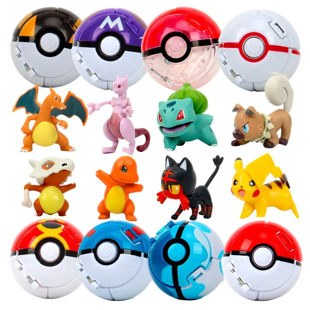 

POKEMON Ball Ultra Great Master Ball Anime Figure Pokeball Charizard Pikachu Transform Doll Squirtle Action Model kids For Toy