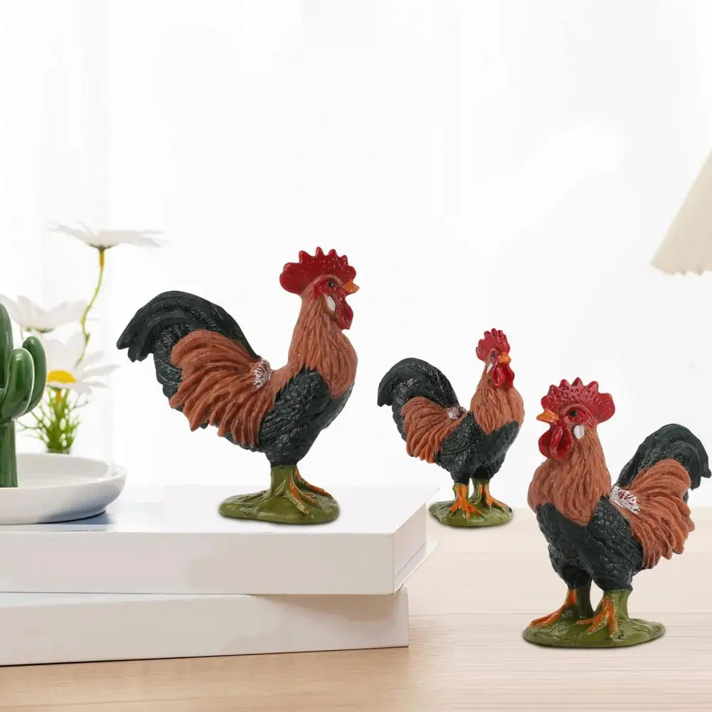 

Fine Workmanship Rooster Statue Mini Pvc Rooster Model Farm Animals Figure Poultry Sculpture Toy Durable Rooster Figurine