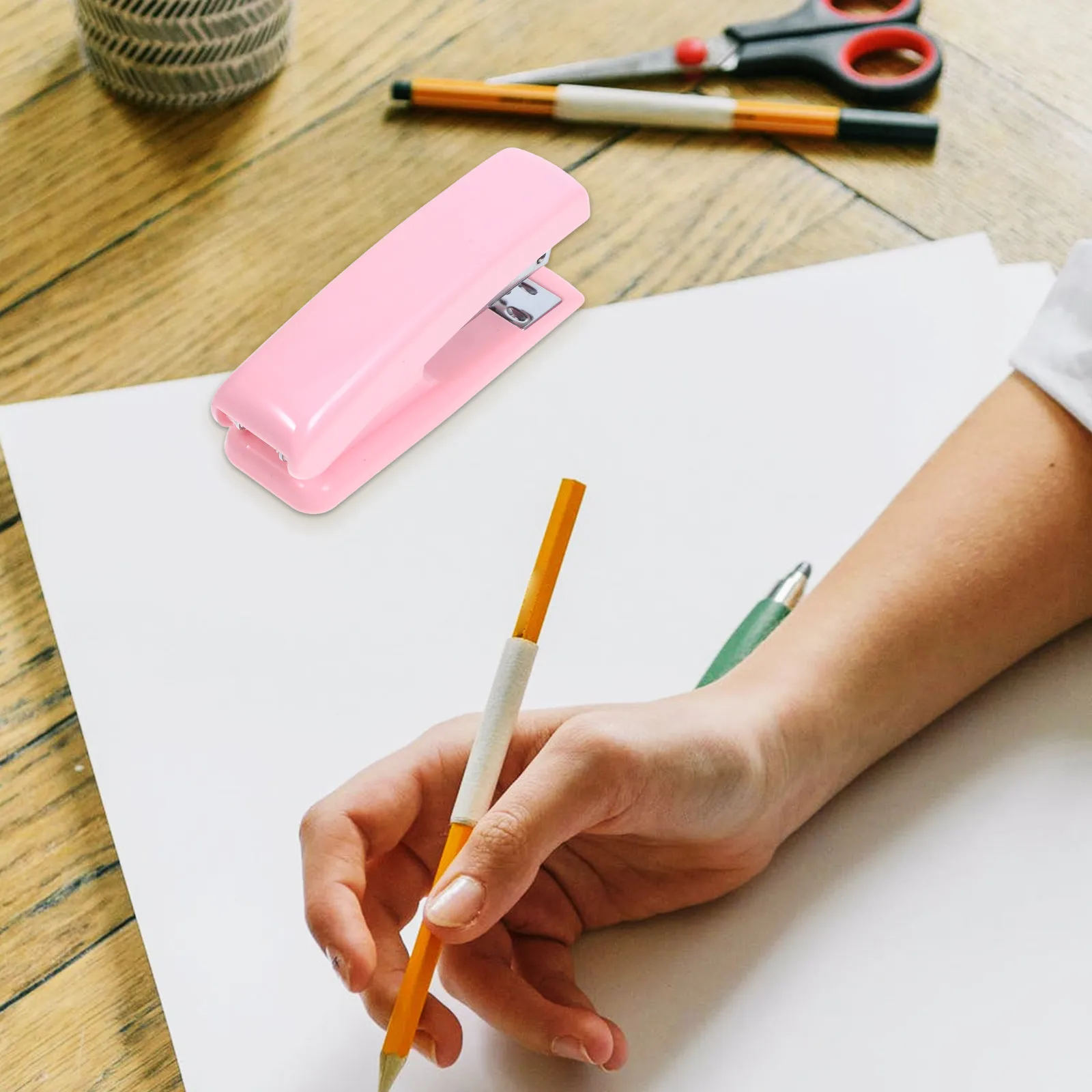 학생 사무실 다기능 스테이플러 핑크 오픈형 바인딩 헤비듀티 미니 스테이플러 (책상, 교실, 가정용)