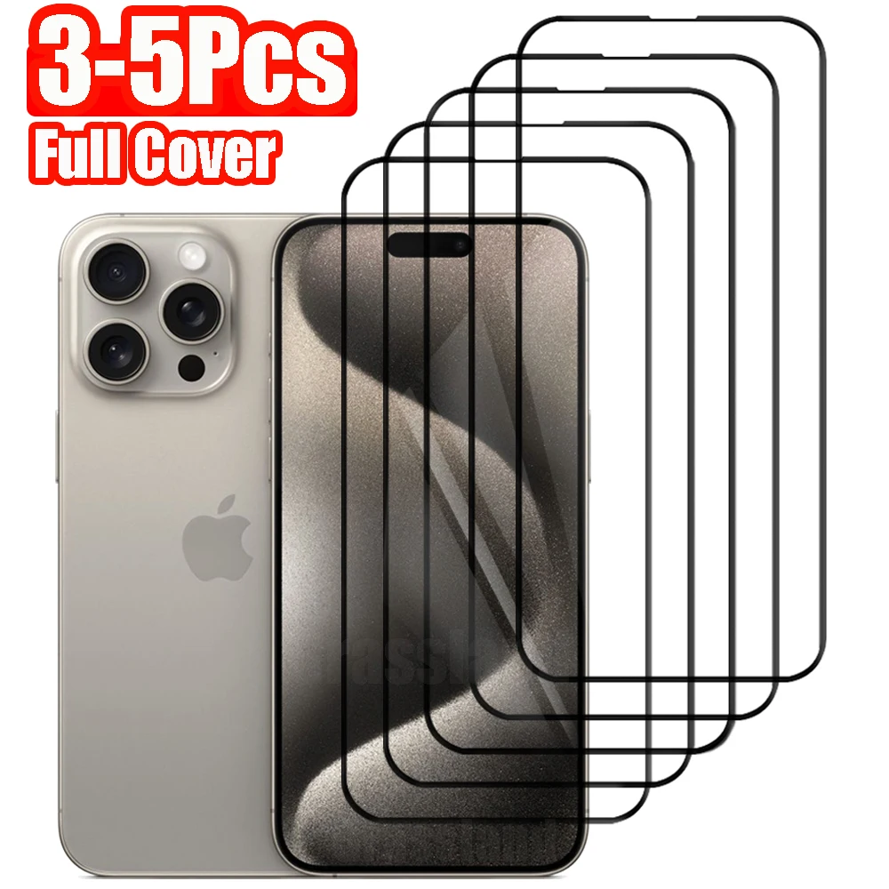 3-5pcs plný obal obrazovka ochránce pro iPhone 15 14 13 12 11 pro maxi ochranný sklo pro iPhone X XR XS maxi temperované sklo filmovat