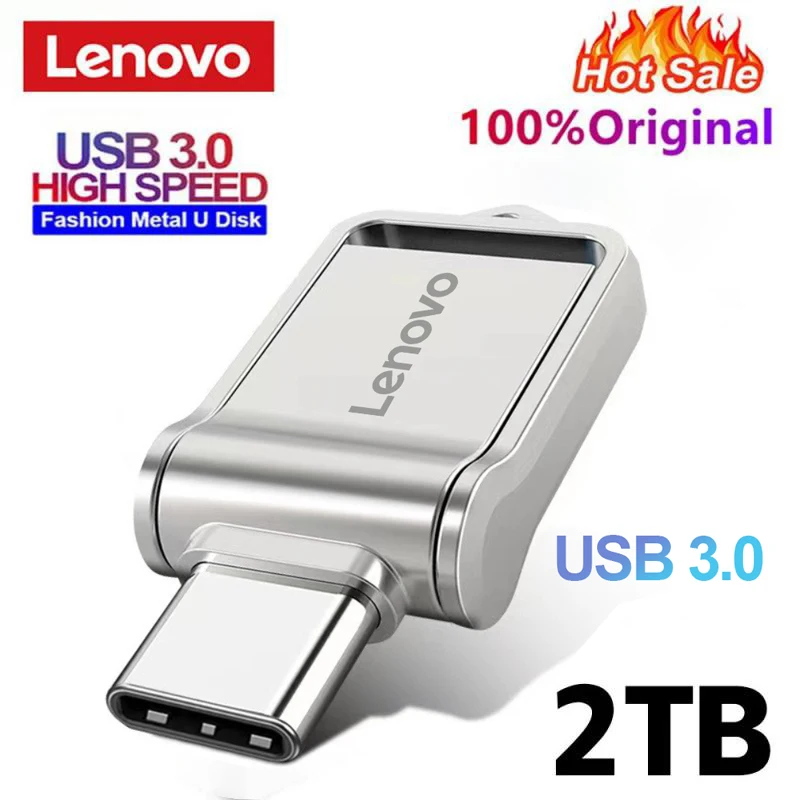 Lenovo Usb 3.0 Pendrive 2Tb Pen Drive Ad Alta Velocità 1Tb Metal Cle Usb Flash Drive 2Tb 128Gb Ssd Portatile Memoria Usb Spedizione Gratuita