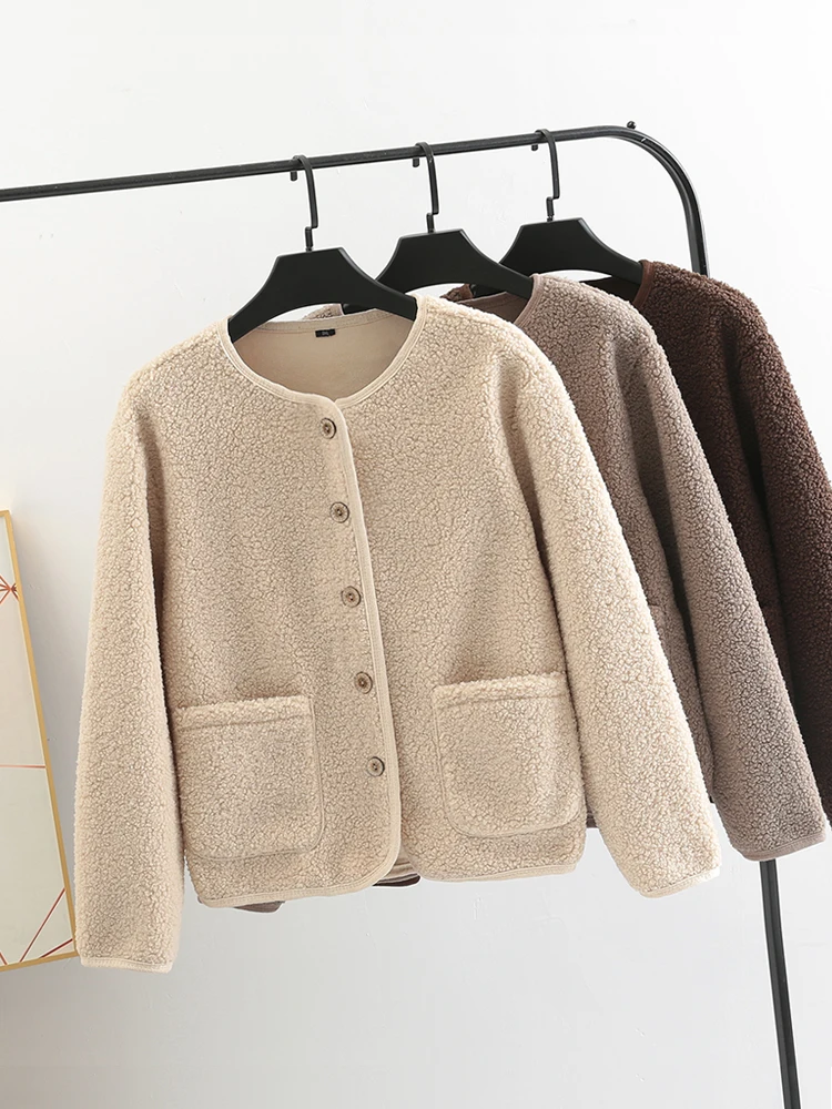 Spring Autumn Tendy Fur Casual Loose Jacket Faux Lamb Wool Coat Women's Warm Loose Short Fleece Thickened Cardigan Winter large women s lamb wool jacket women s winter cotton jacket women s korean 2023 new short lamb wool cotton jacket women