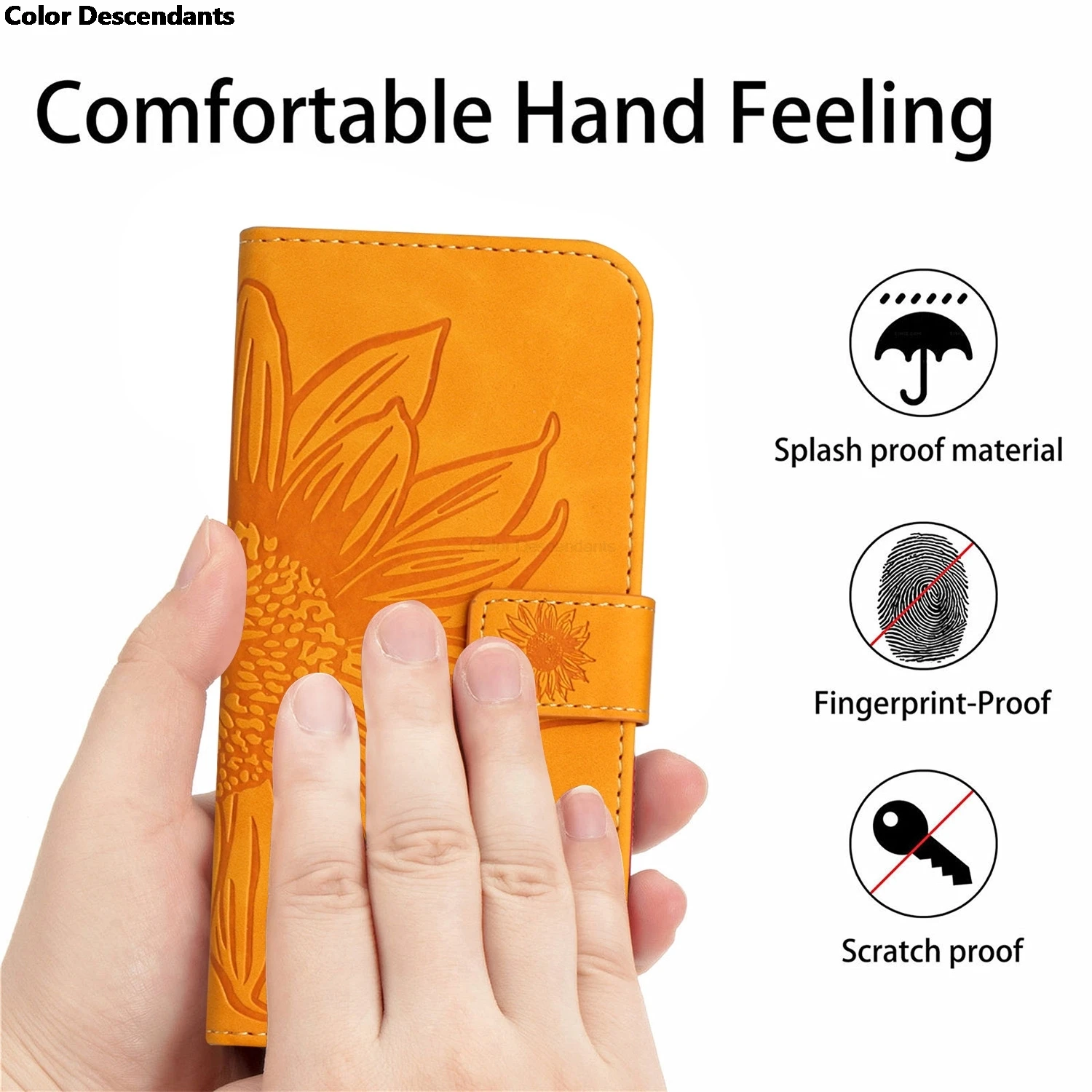 3D Sunflower Flip Leather Wallet Phone Case