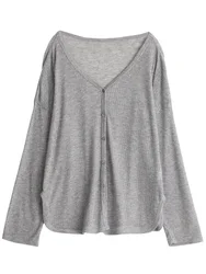 Sophisticated Women's V-Neck Long Sleeve Cardigan - Sun Protection Top - S (Gray)