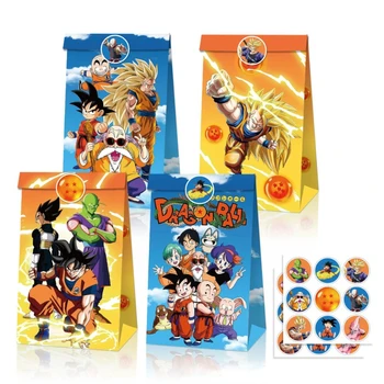 12 pezzi Dragon Ball Son Goku Sacchetti regalo Anime Bambini Festa di compleanno Sacchetto di caramelle Scatole di imballaggio di carta Kraft Sacchetto di dolcetti Forniture regalo 1