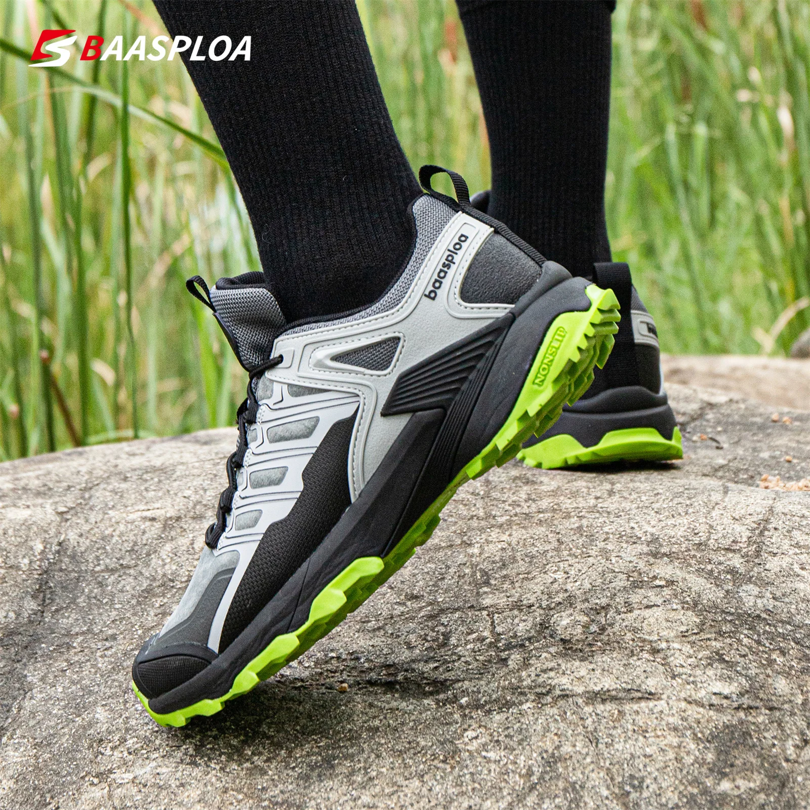 Baasploa Men's Outdoor Shoes Wear-Resistant Anti-Slip Waterproof Men's Hiking Shoes Fashion New Style Men Outdoor Sports Shoes