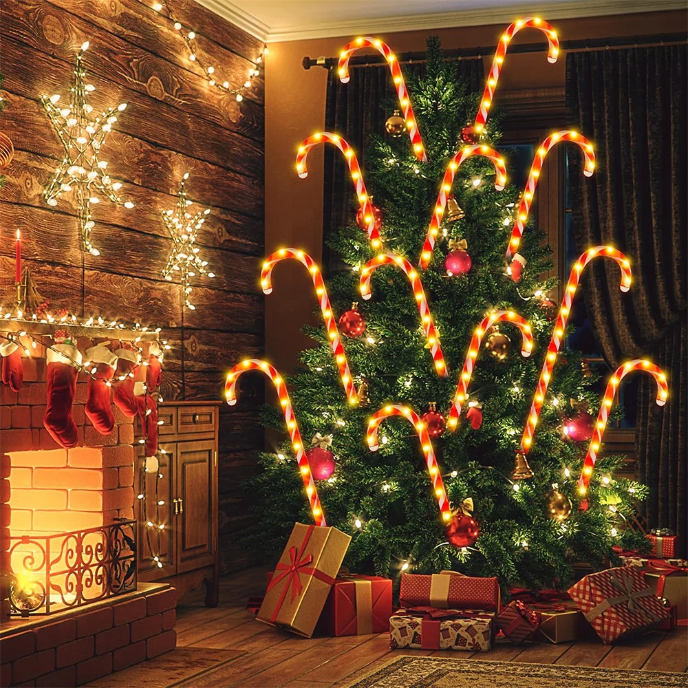 10 Pack Candy Christmas Tree Decoration lights Cane Light Outdoor Garden Wedding Party Decoration Holiday Walkway Patio Garden 5