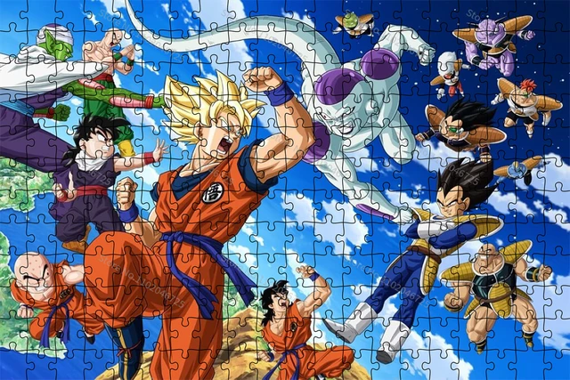 Super saiyan quebra-cabeças dragon ball puzzle 300/500/1000 peça filho goku  personagens anime quebra-cabeça halloween presente de natal - AliExpress