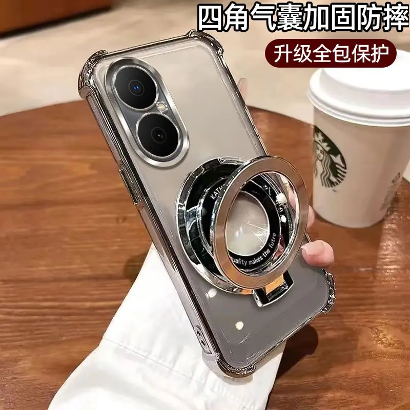 Electroplated Anti-Drop Transparent Bracket TPU Phone Case