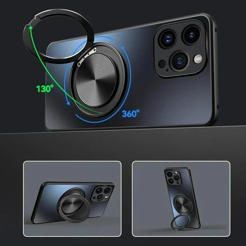 Magnetic Matte Shockproof Case with 360° Rotating Ring Holder