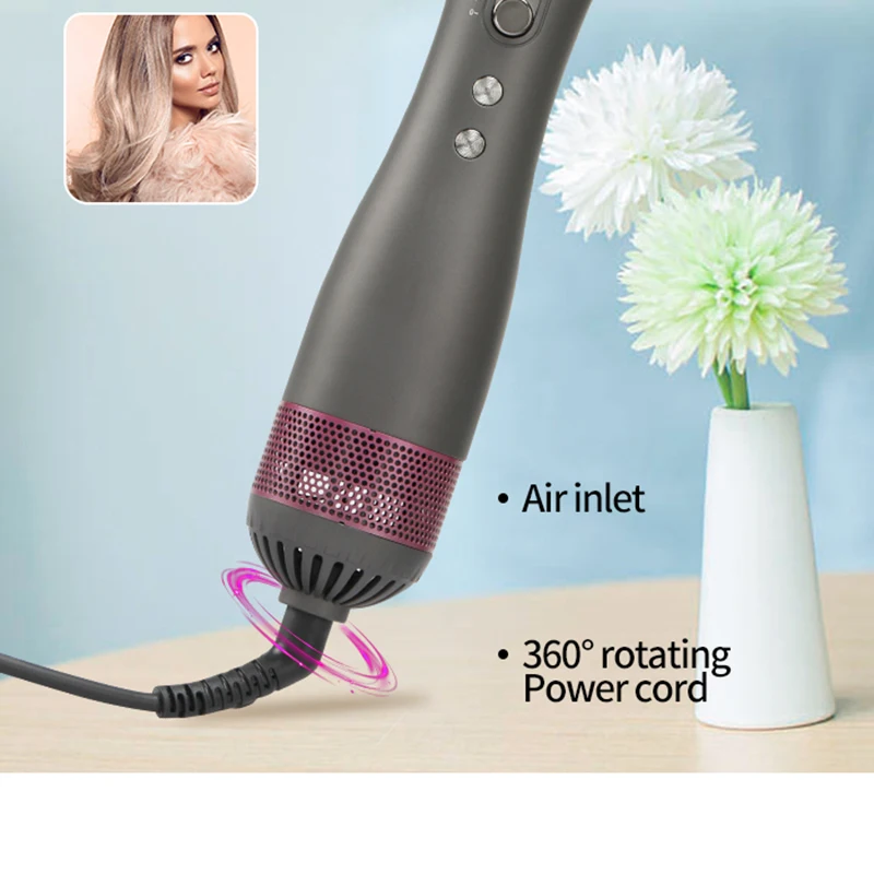 Kemei Electric Hair Brush Multifunctional One-Step Hair Dryer Ion- Straightening Curling Iron Blower Comb Hot Air Styling Tool