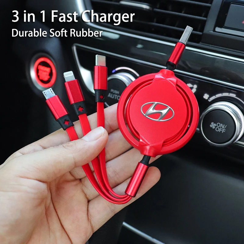 Câble de données de charge rapide pour intérieur de voiture, chargeur multifonctionnel pour Hyundai IONIQ Sonata Elantra Grandeur i20 i10 SantaFe i30
