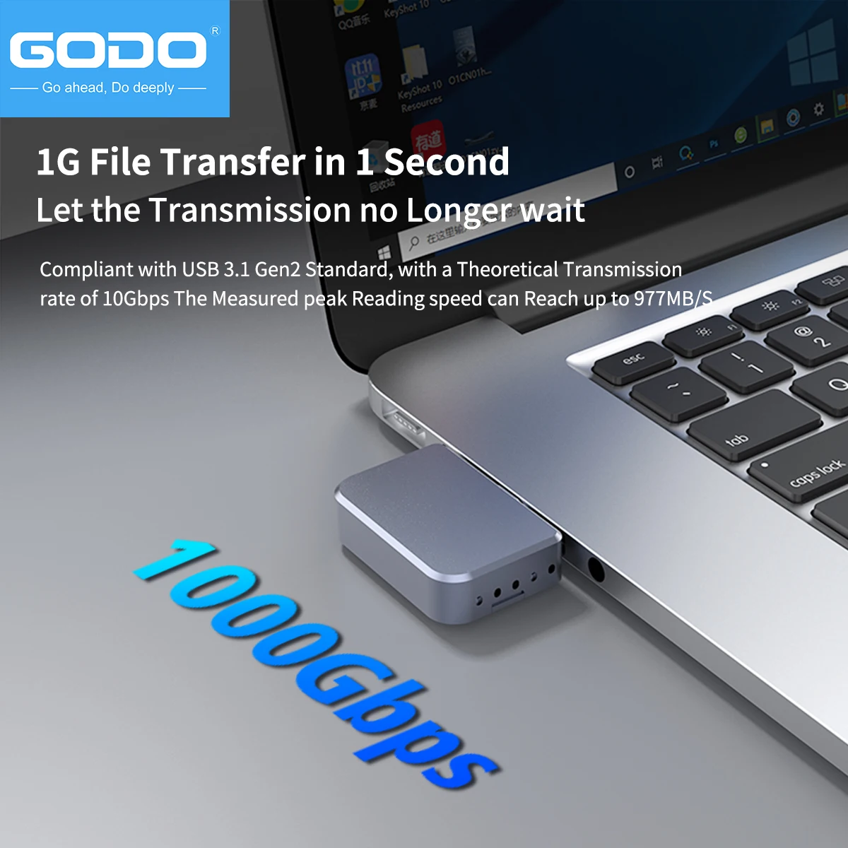 GODO 2230 Type-C 플러그 앤 플레이 M.2 NVMe SSD 외장 케이스 (휴대폰/PC/Mac 호환)