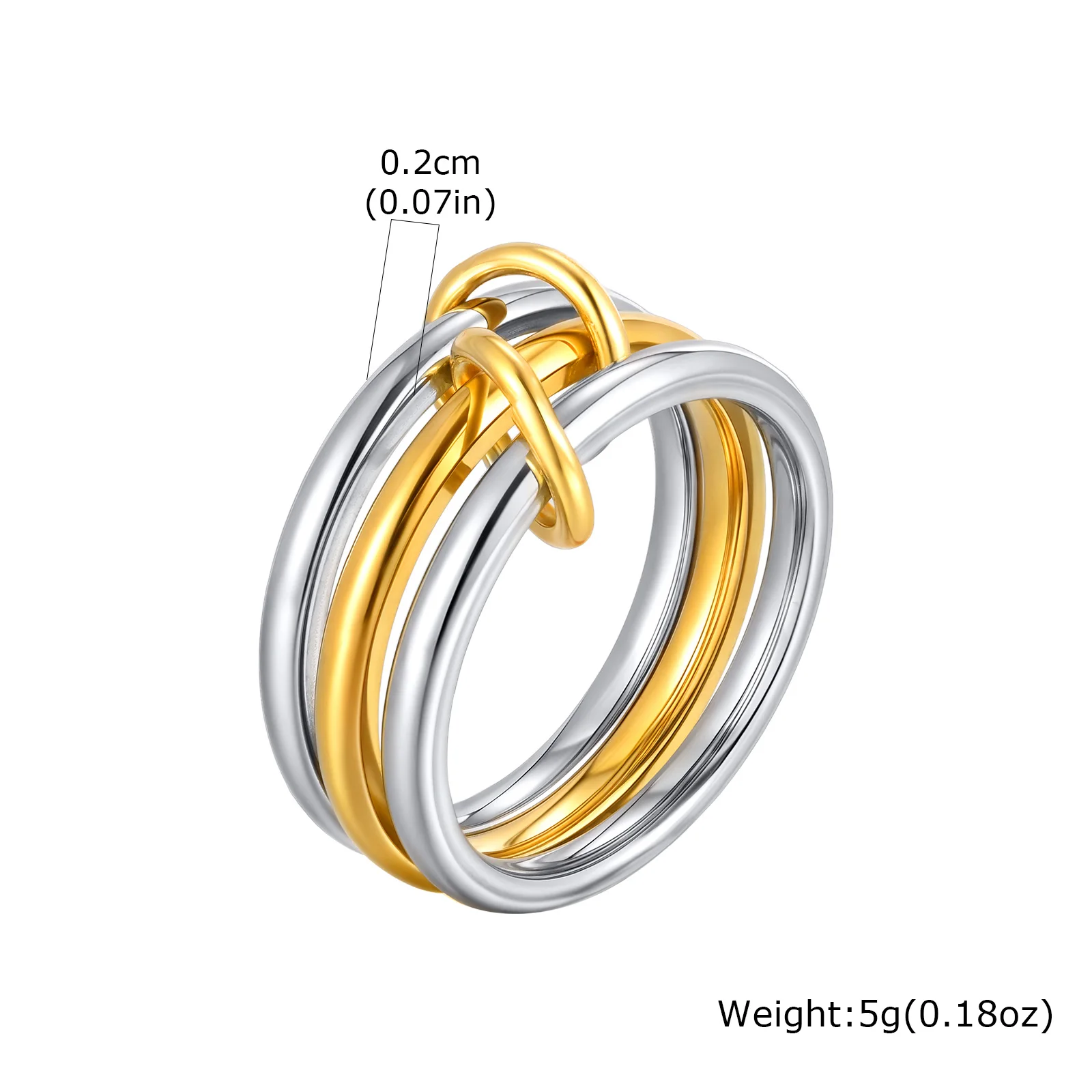 vnox Multilayer Connecting Rings Set stainless steel Mixed color simple round ring Jewelry gifts