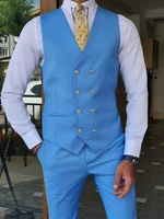 Men Suits 3 Pieces Slim Fit Business Suits Groom Blue Noble Grey White Tuxedos for Formal Wedding suit(Blazer+Pants+Vest) 2