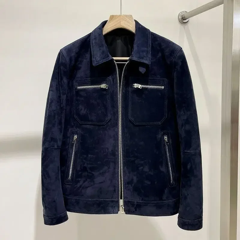 High-end Casual Jacket Men 2025 Autumn and Winter Korean Version of Fashion Muntjac Velvet Jacket Lapel Locomotive Slim Coat 2