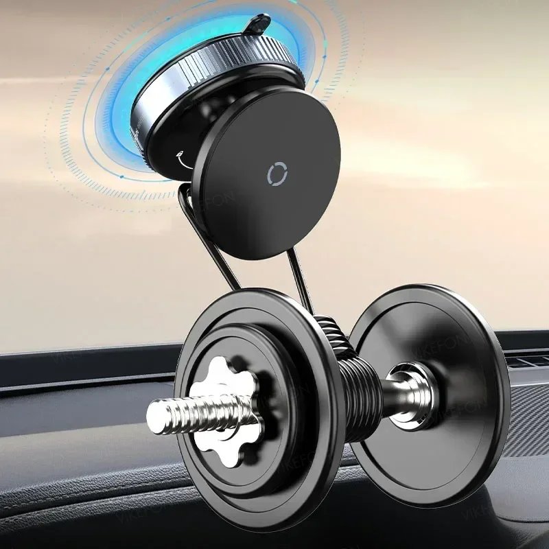 N52 Magnetic Car Phone Holder Vacuum Cup Adjustable Angle GPS Cell Phone Mount for Magsafe iPhone 16 15 14 13 12 Pro Max Stand