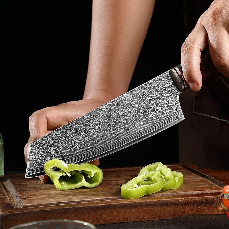 Kitchen Chef Knife Damascus Steel Chopping Meat Cleaver for Fish Vegetable Cutting