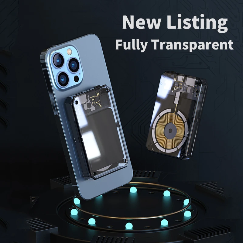 2024 New Transparent Macsafe Power Bank Fast Charger For iPhone 12 13 14 15 Pro Max Magnetic Wireless External Auxiliary Battery