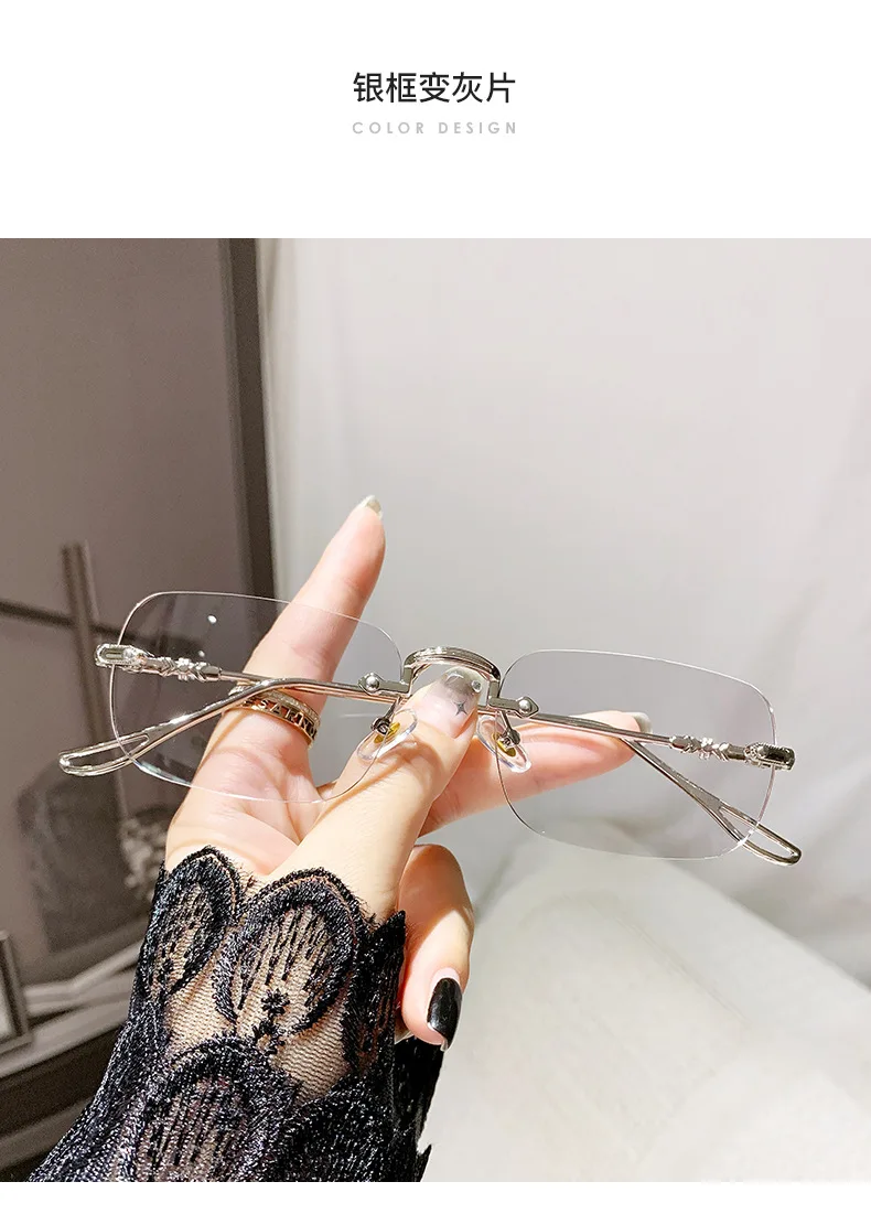 Fotoempfindliche, farbwechselnde Anti-Blaulicht-Brille, rahmenlos und elegant, Stil 2190 – Detail 10