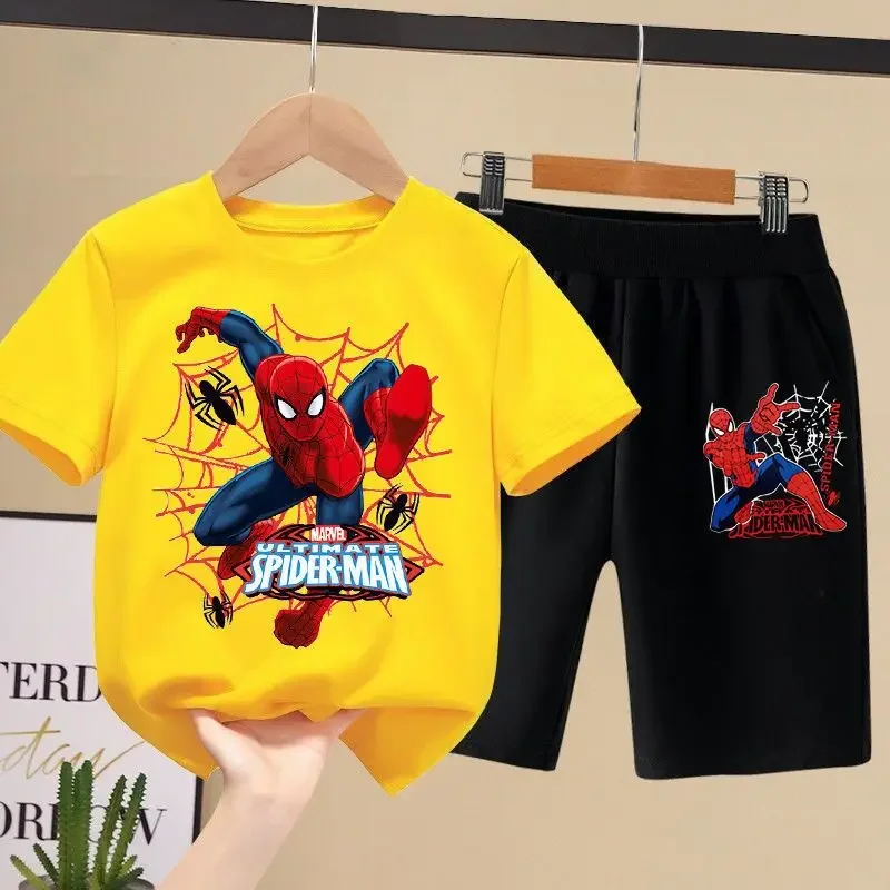 thumbnail image 1 of Conjunto de camisetas de verano de Disney para niños, Marvel Aoger Spiderman, conjunto de tendencia para bebés, pantalones cortos de manga corta, conjunto de dos piezas, ropa para niños, 1 of 4