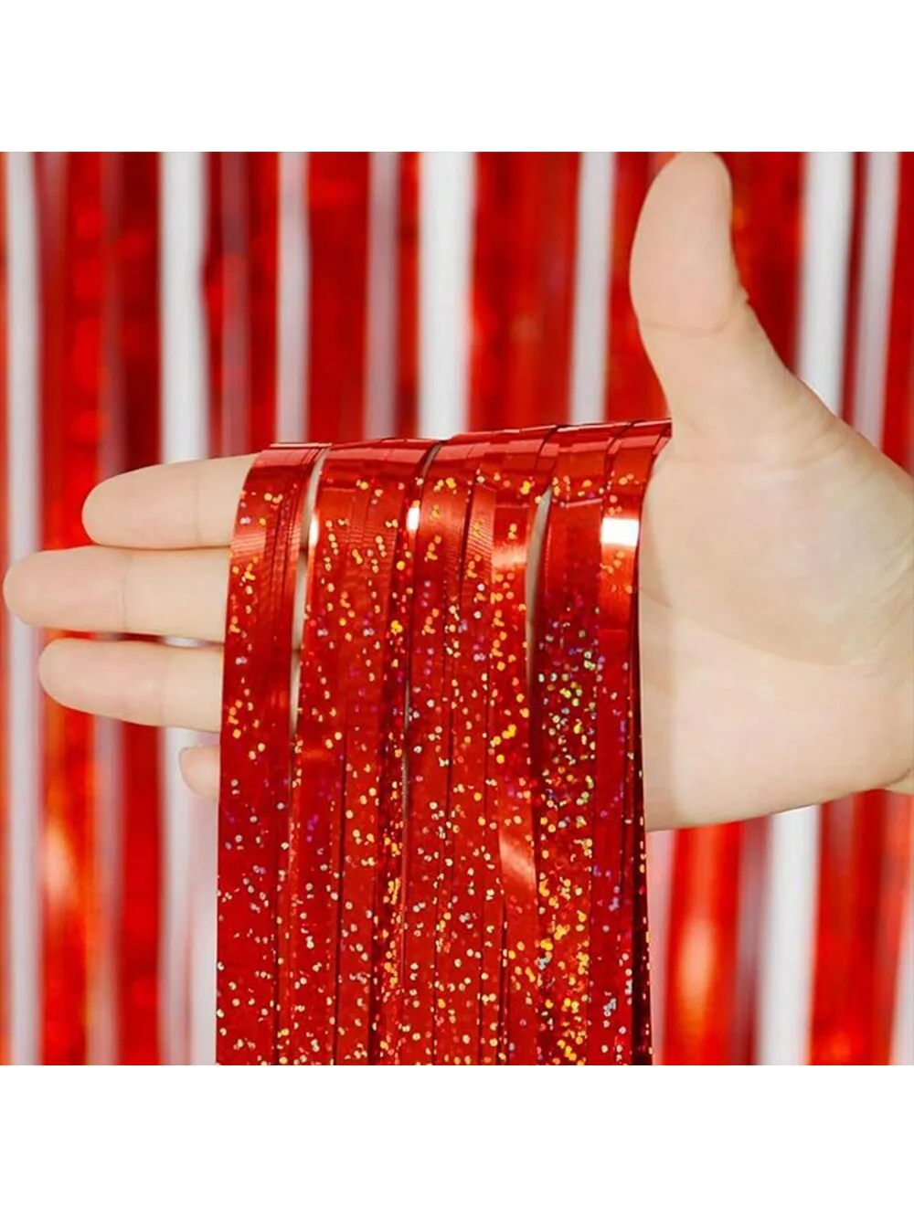 Shimmering Metallic Tinsel Foil Fringe Curtain For Party Decor 7