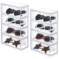 Acrylic Sunglass Organizer Clear Sunglass Holder with 4 Drawers for Women Eyewear Display Case Jewelry Watch Storage Box 1