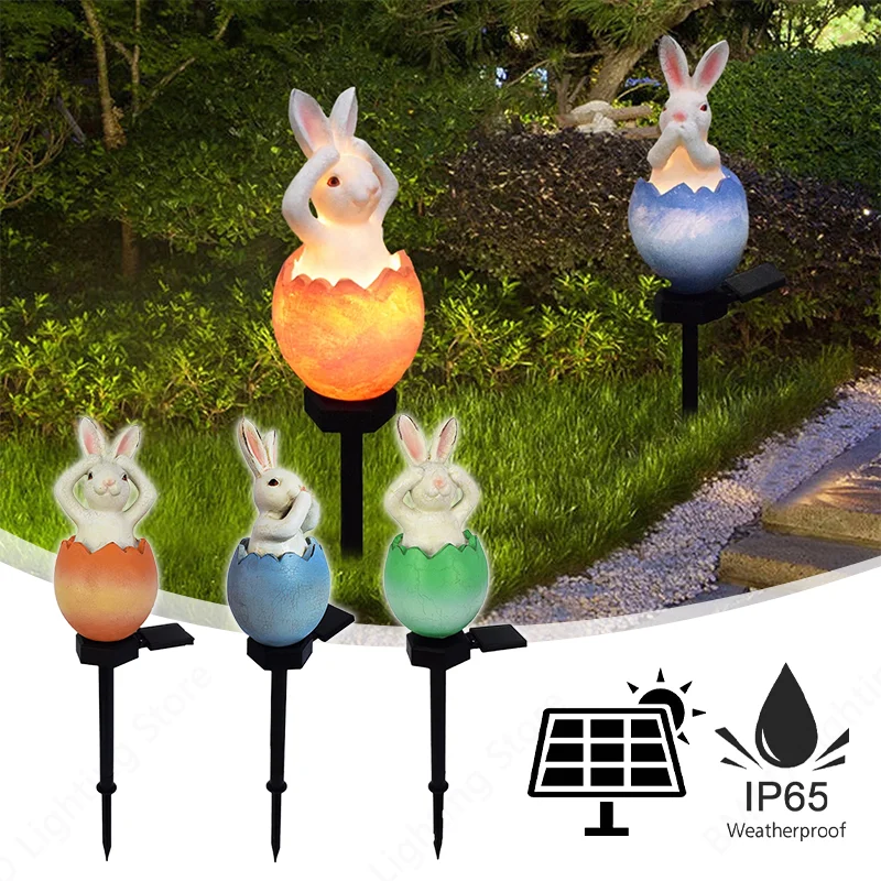 Easter Bunny Solar Ground light Outdoor Lawn Lamp Floor Lamp Cartoon Animal Rabbit Decorative Garden Courtyard Landscape ﻿