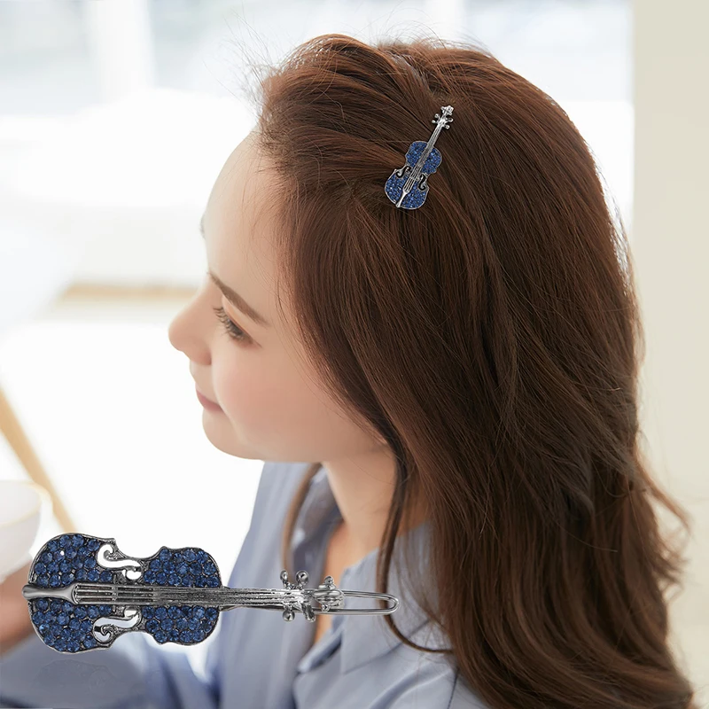 

CHIMERA Metal Hairpins Chic Guitar Shape Blue Rhinsetone Hairgrip Headdress Women Girls Hairstyle Decoration Small Hair Clips