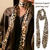 American Leopard Print Long Scarf Women Retro Tie Multifunction Hair Band Bags Handle Decoration Long Scarfs Fashion Accessories 2